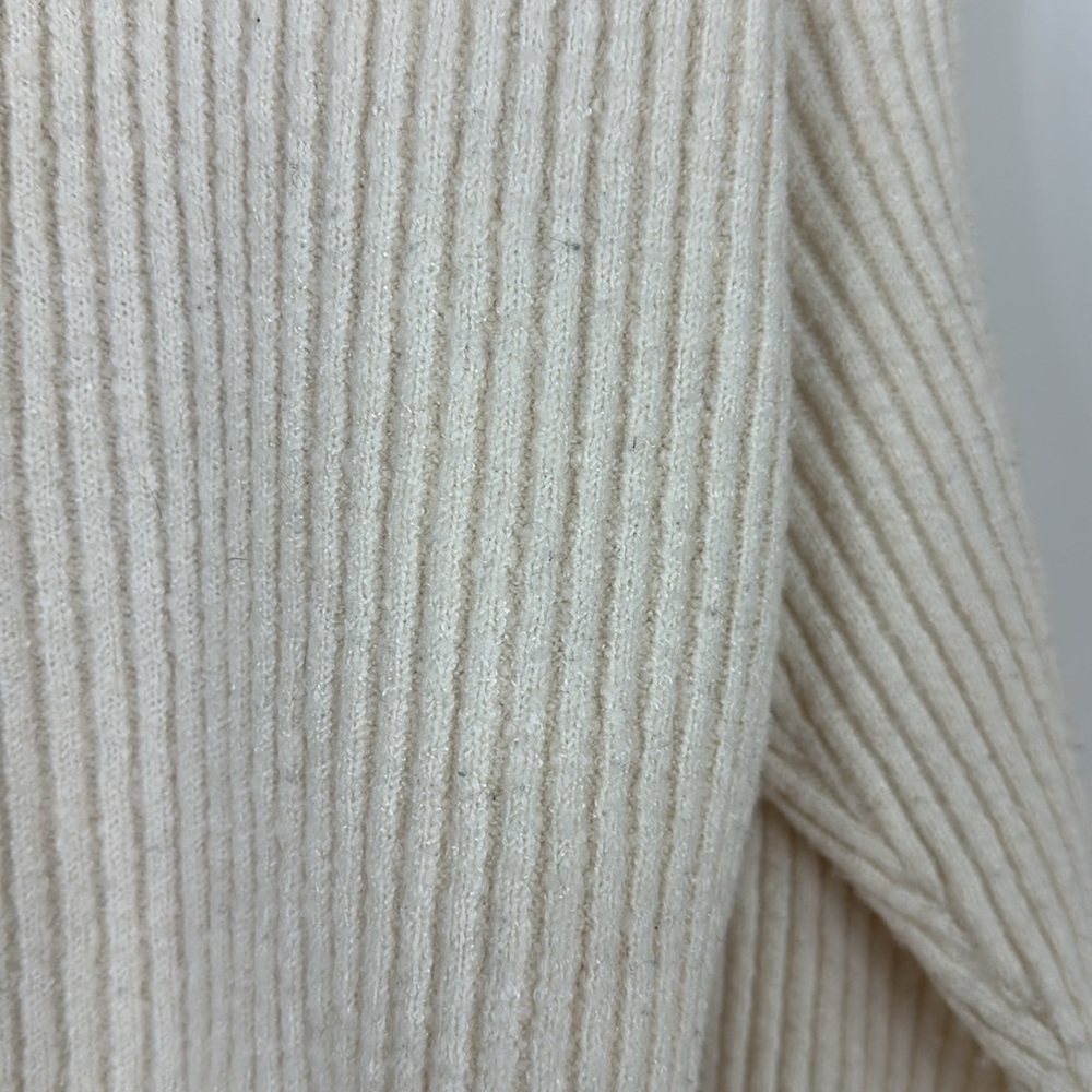 Elodie Cream Crewneck Cropped Ribbed Sweater Medium - Picture 7 of 8
